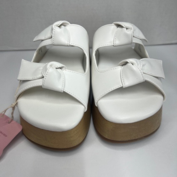 Sam & Libby Platform Sandals Indie White  Double Bow Slip On Size 8 NWT - Picture 2 of 9